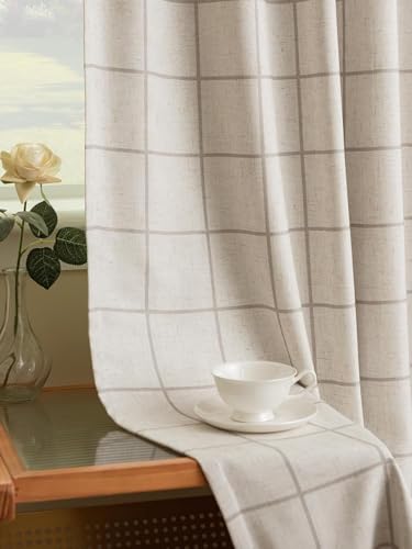 THREE GIRLS Plaid Pinch Pleated Curtains - Modern Luxury Linen Buffalo Blackout Drapes, Thermal Insulated Double Layer Window Panels for Living Room Bedroom, 90 Inches Long Brown 2 Panels Set