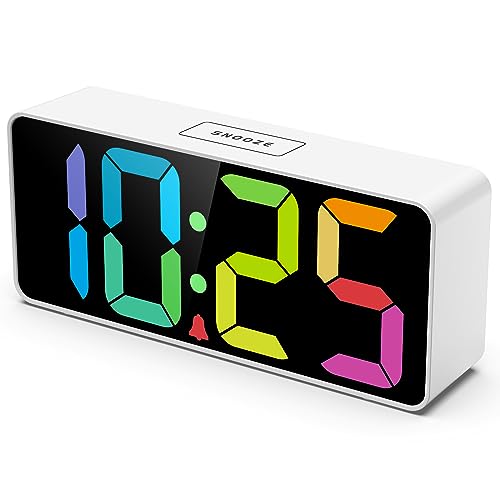 Welgo 7.5 Inches Large Digital Alarm Clock for Seniors & Kids, 0-100% Dimmable Display, USB Charging Port, Adjustable Volume, Easy Operation, Snooze, Outlet Powered for Bedroom