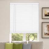 Calyx INTERIORS Room Darkening Vinyl Mini Blinds, Cordless, 1" Slat, 31.5" W x 60" H, White. Inside Mount in Windows 31.75 and Greater; Indoor Window Shades