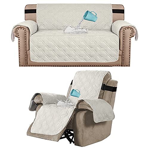 H.VERSAILTEX 100% Waterproof Oversized Recliner Cover and Loveseat Cover Bundle