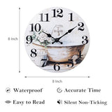 Bathroom Wall Clock Rustic Style Waterproof Glass Wall Clocks for Bathroom, Shower Wall Decor (8 Inch, Brown)