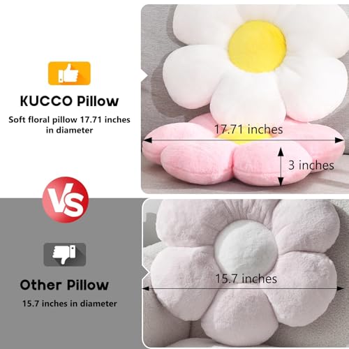 17.7 Inch Purple Flower Pillow – Daisy Shaped Cute Decorative Throw Pillow, Soft Floral Seating Cushion Floor Pillows for Sofa, Bed, Chair & Room Decorations for Home