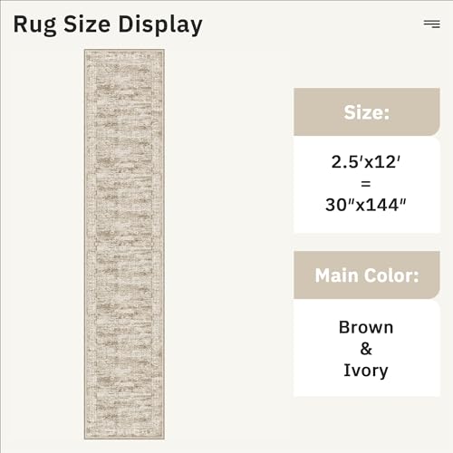 Soalmost Hallway Runner Rug 2'6" x 12' Washable Long Kitchen Rugs Brown