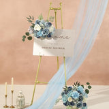 Garisey Artificial Flowers Combo Box Set Dusty Blue Flowers for DIY Wedding Bouquet Arrangements Bridal Shower Party Home Decorations(White Blue Rose)