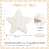 Qunclay 15" White Star Pillow Star Shaped Throw Pillows Decorative Soft Striped Faux Fur Plush for Couch Sofa Bed Modern Farmhouse Creamy Boho Aesthetic Home Bedroom Living Room Decor Boy Girl Gift