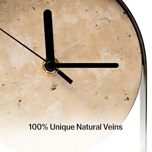 Natural Travertine Stone Wabi-Sabi Style Decorative Minimalist Desktop Clock