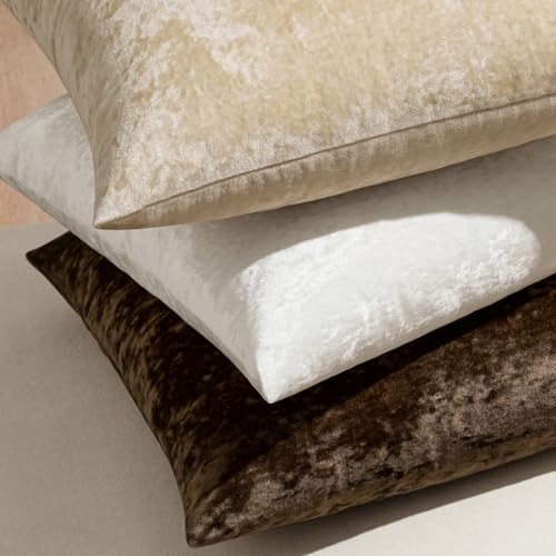 MIULEE Fall Velvet Euro Sham Throw Pillow Covers Brown 24x24 inch Set of 2
