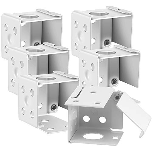 Hotop 6 Pieces 1 Inch Blind Brackets White Profile Box Mounting Iron Window Blinds Headrail Bracket Metal Low Profile Box Mounting for Window Blinds