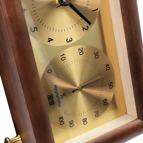 Adventurers Walnut Multifunctional Desk Clock with Temperature & Humidity Sensor, Solid Wood Frame, Elegant Gift for Living Room & Study Decor