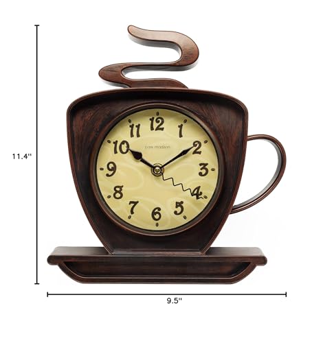 Park Madison Coffee Cappuccino Cup 10 Inch Quality Quartz Battery Operated 3-D Easy to Read Home/Office/Kitchen/Classroom/School Clock Classic Movement