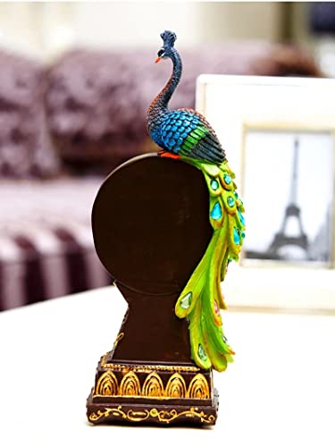 Table Clock Resin Cafts Tropical Flavor Peacock Clock Home Decor Ornament