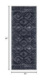 Washable Runner Rug 2x5 ft Hallway Runners, Blue-Black