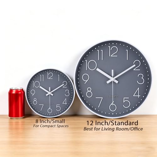 jomparis Wall Clock 12 Inch Non-Ticking Silent Battery Operated Round Wall Clock Modern Elegant Simple Style Clock for Home Office Kitchen Bedroom Living Room