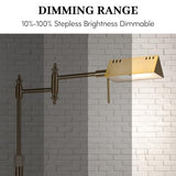 Dimmable Pharmacy Floor Lamp with Remote, 17W Gold LED Reading Floor Lamp with 360°Swing Arm, 3 Color Temperature, Height Adjustable Standing Task Lamp for Living Room, Bedroom, Office, Antique Brass