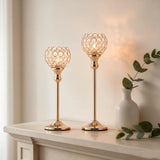Gold Crystal Candle Holders Set of 2,Oversized Crystal Globe