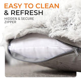 Cheer Collection Throw Pillows for Couch and Bed, Soft Shaggy Throw Pillows with Inserts Included, Cozy Long Hair Faux Fur Pillows - Set of 2-18" x 18" - Gray