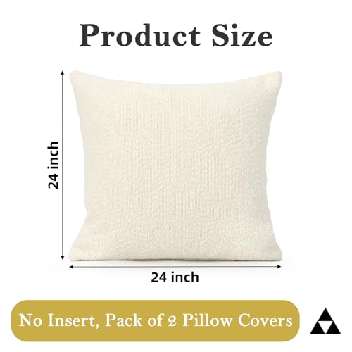 Boucle Throw Pillow Covers 24x24 inch Cream