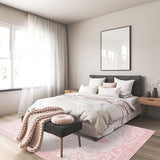 Sofrug Area Rug 5x7 - Vintage Floral Honeycomb Non Slip Backing Carpet - Pink Softer Thicker Faux Wool Rug - Foldable & Machine Washable Rugs for Living Room Bedroom Nursery Room Home Office