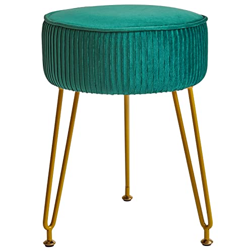 IBUYKE Makeup Vanity Stool, Velvet Round Footrest Ottoman, Green LG-30L