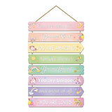 Unicorn Rainbow Room Decor for Girls - Inspirational Wall Art, Toddler Room Wood Sign, Nursery Decor