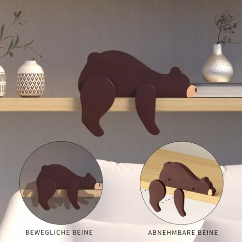 PUTSKA Woodland Nursery Decor - Wooden Animal for Baby Boy Nursery Decor, Forest Decoration for Room, Shelf, Bedroom (Bear)