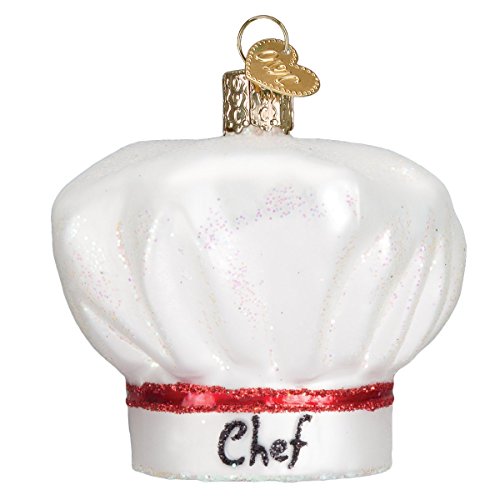 Old World Christmas Chef's Hat Glass Blown Ornament for Christmas Tree, Handcrafted Holiday Decoration, Kitchen - Chef Collection