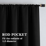 IGEMAEVE Black 100% Blackout Curtains 84 Inch Length 2 Panels Set, Black Out Curtains for Bedroom 84 Inch Long, Rod Pocket Energy Saving Room Darkening Drapes for Living Room Dining Room Window