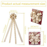 Christmas Tree Topper Bow, 44X12 Inch Artificial Xmas Tree Flower Topper Decor, for Family, Wedding, Birthday Party, Indoor Outdoor Thanksgiving Christmas Decoration - Gold/Snowflake.