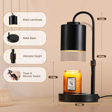 CASTLELIFE Candle Warmer Lamp with Timer & Dimmer, Height Adjustable Electric Wax Melt Warmer for Jar Candles, Gifts for Mom Home Decor, Black