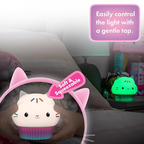 Lights By Night Gabby's Dollhouse Cakey Cat Squishy, Night Light, Color-Changing Table Lamp for Children's Bedroom, Bathroom, Playroom, Battery Option, USB Powered - 78941