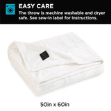 Brookstone Electric Heated Plush Throw - Heated Blankets - 4 Heat Settings, 4-Hour Auto Shut Off, 100% Polyester, 50"x60" - Ivory
