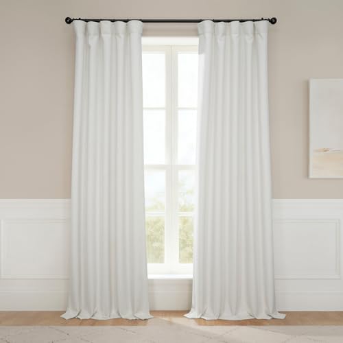 HPD Half Price Drapes - Faux Linen Curtains for Living Room (1 Panel) - 50W X 84L - Textured Room Darkening Curtains for Bedroom 84 Inches Long - Drapes for Home Decor, Birch Taupe