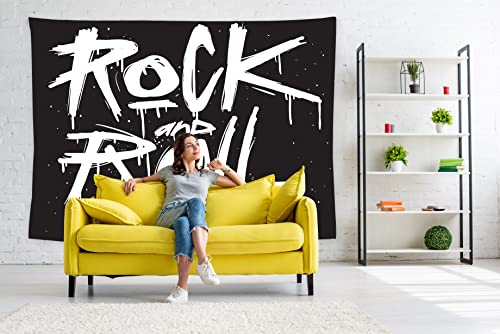 feelacle Rock And Roll Tapestry 60" X 40" Rock`N`Roll Wall Hanging Party Decorations Home Decor For Bedroom Living Room Dorm (150 X 100cm)