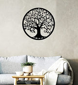 RESACO Tree of Life Wall Art Metal Tree Life Wall Decor Family Tree Wall Plaque 11 Inches Tree of Life Wall Hanging for Bathroom Kitchen Living Room Bedroom Indoor Outdoor（Black）