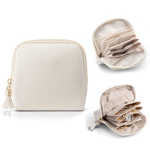 VLANDO Mini Jewelry Travel Case,Gifts for Teachers Women,Jewelry Pouch Bags with Zipper, Velvet Jewelry Organi