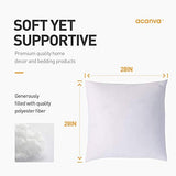 Acanva Decorative Throw Pillow Inserts for Sofa, Bed, Couch and Chair, Square Euro Sham Form Stuffer with Premium Polyester Microfiber, 2 Count (Pack of 1), White