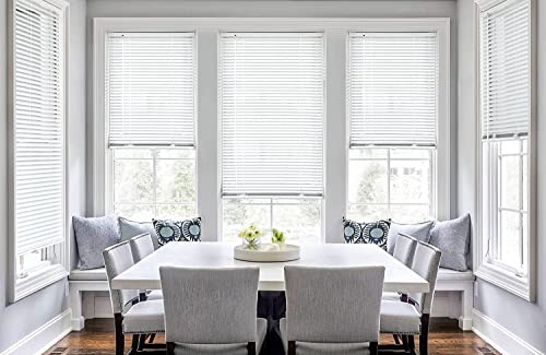LazBlinds No Drill Cordless Aluminum Mini Blinds, 34'' W x 36'' H, White | No Drill Blinds, Horizontal Mini Blinds, Blinds for Indoor Windows
