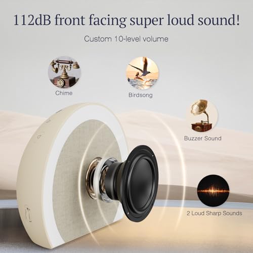 ANJANK Extra Loud Alarm Clock with Wireless Bed Shaker, Vibrating Dual Alarm with Light Wake Up for Heavy Sleepers & Hearing Impaired, 9-Color Night Light, 8 Sounds, 0-100% Dimmer, USB Charger