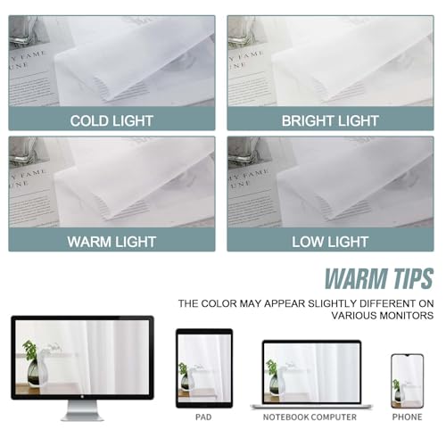 White Sheer Curtains for Bedroom 84 Inches Long 2 Panels Set, Light Filtering Elegant Soft Airy Modern Sheer White Curtains for Living Room, Dual Rod Pocket Window Drapes, 2x40Wx84L Inches
