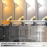 Floor Lamp-42W/4200LM Super Bright Floor Lamp,Dimmable 2-in-1 LED Floor Lamp for Bedroom,Torchiere Floor Lamps with Remote & Touch Control,69" Tall Standing Lamp for Living Room,Office,Reading,Black