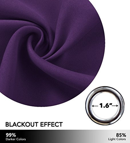 NICETOWN Royal Purple Blackout Curtain for Bedroom 63 inch Length, Purple Home Decor Solid Grommet Window Drape, Room Darkening Thermal Insulated (Single Panel, 42 x 63 inch, Royal Purple)