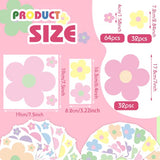 Hotop 128 Pcs Y2K Room Decor Cute Flowers Wall Decal Aesthetic Preppy Wall Art Decor Peel and Stick Retro Stickers Room Aesthetic Decor for Girl Teen Home Dorm Bedroom Decoration (Danish Pastel)