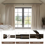 Lootkell Modern Antique Brown Bronze Curtain Rods for Windows 66 to 120 Inches Adjustable Heavy Duty 1" Diameter Window Rod with Decorative Finials for Outdoor Farmhouse Bedroom Kitchen Living Room