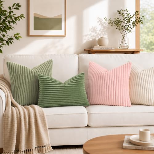 Simmore Fall Soft Pink Flannel Throw Pillow Covers 16X16 Set of 2