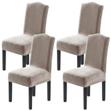 H.VERSAILTEX Dining Chair Covers Stretch for Dining Room Set of 4 Parson Chair Slipcovers Protectors, Soft Thick Solid Velvet Fabric Washable, Taupe