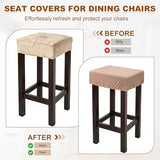 uxcell 2 Pcs Seat Covers for Dining Chairs, Bar Stool Covers Stretch Chair Seat Protector Waterproof Saddle Stools Slipcover with Elastic Band for Kitchen Bar, Textured Fleece Light Pink