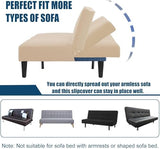 Stretch Futon Cover Full Queen Size Soft Small Check Jacquard Armless Sofa Bed Slipcover Washable Couch Cover with Non-Slip Elastic Bottom Furniture Protector Kids Pets(K,Medium:160-190cm)