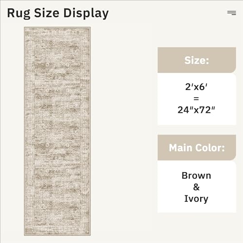 Soalmost Runner Rug 2x6 Washable Kitchen Hallway Runners Non-Slip Brown
