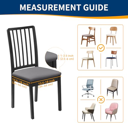 Waterproof Dining Chair Seat Covers Set of 6, Stretch Removable Dining Room Seat Covers for Dining Chairs, Kitchen, Hotel, Party