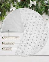 COOLWUFAN 48 Inches Faux Fur Christmas Tree Skirt for Xmas Tree Holiday Party Decorations White Plush Silver Sequin Snowflake (Silver)